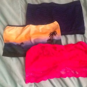 Three strapless bras